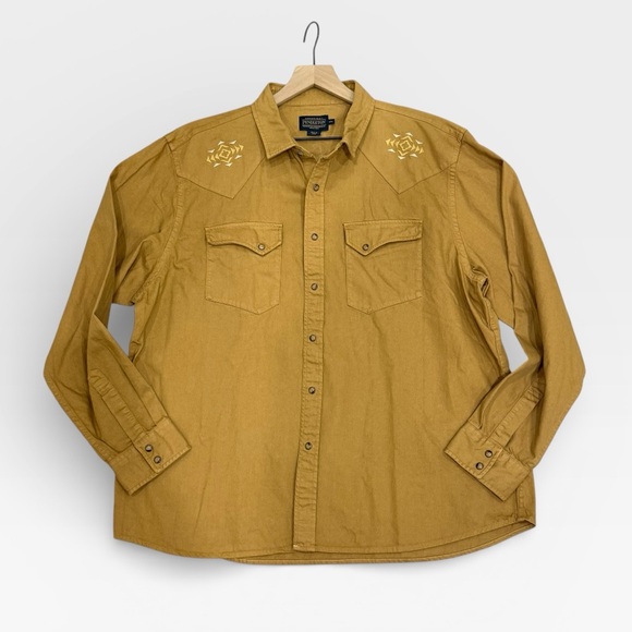 PENDLETON Men’s Chandler Cotton Embroidered Denim Western Shirt Tan Size XXL NWT - Picture 2 of 12
